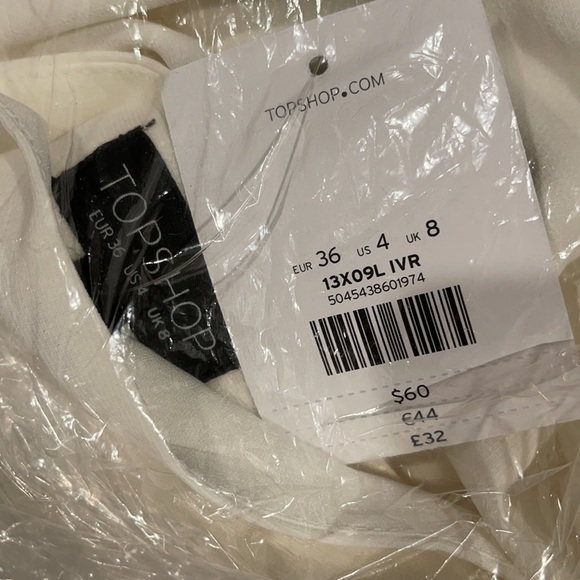 NEW ✨TOPSHOP IVORY BARDOT TIE SLEEVE TOP NWT - Picture 4 of 8